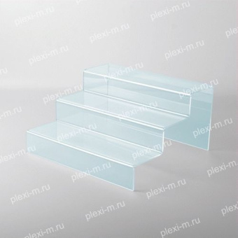 Подставка лесенка из оргстекла тройная 30x27х15 см, ступеньки 5x9 см, толщина 3 мм, PL-3050090-300T3