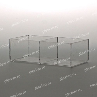 Короб из оргстекла с двумя ячейками 12х8х8 см, настольный, KN-2120-080-080